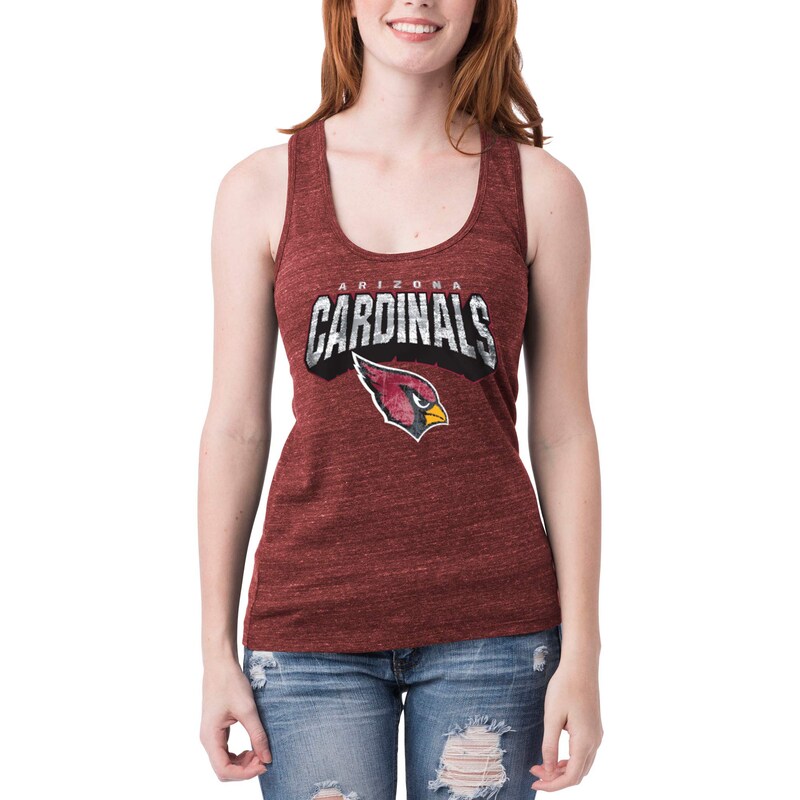 Arizona Cardinals - Top "Screen Pass" dámský - žíhaný, vykrojená záda, tri-blend, červený