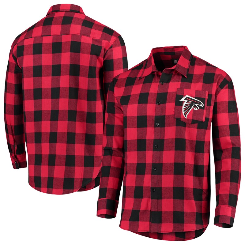 Atlanta Falcons - Košile "Large Check" - flanelová, na knoflíky, červená