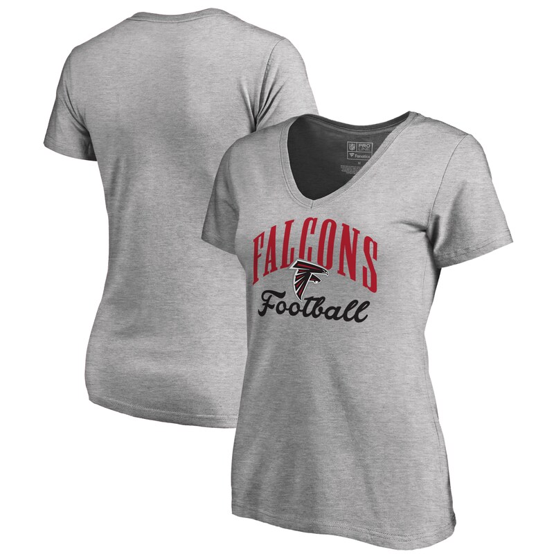 Atlanta Falcons - Tričko "Victory Script" dámské - žíhané, výstřih do V, šedé