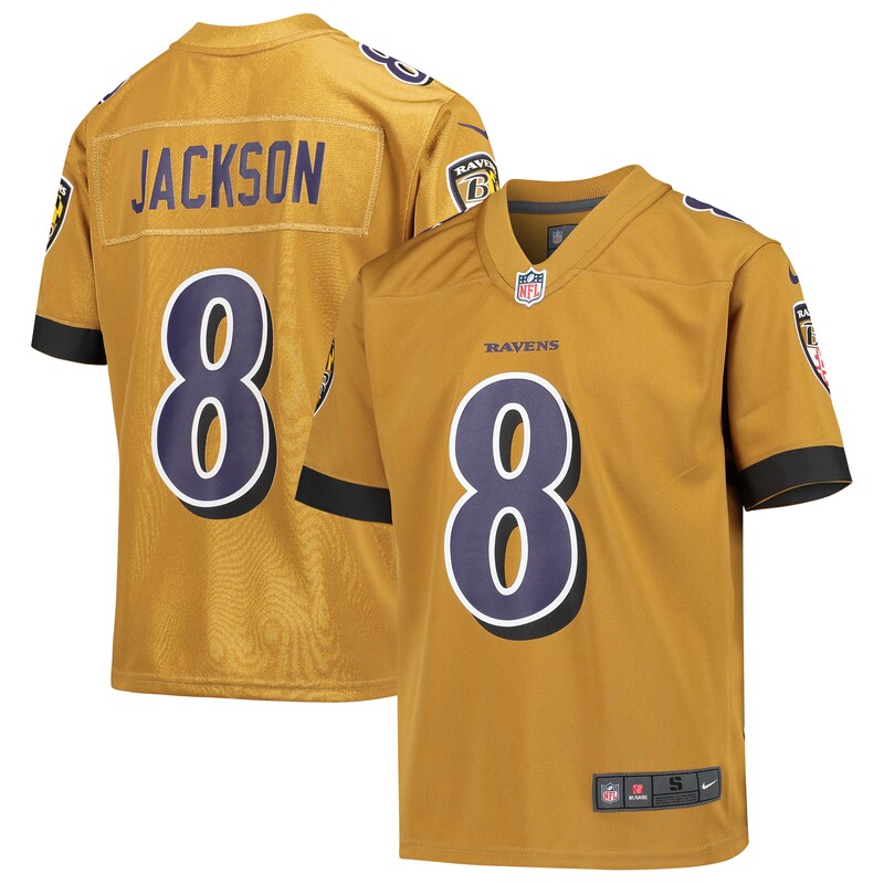 Baltimore Ravens - Dres fotbalový dětský - obrácené barvy, žlutý, Lamar Jackson