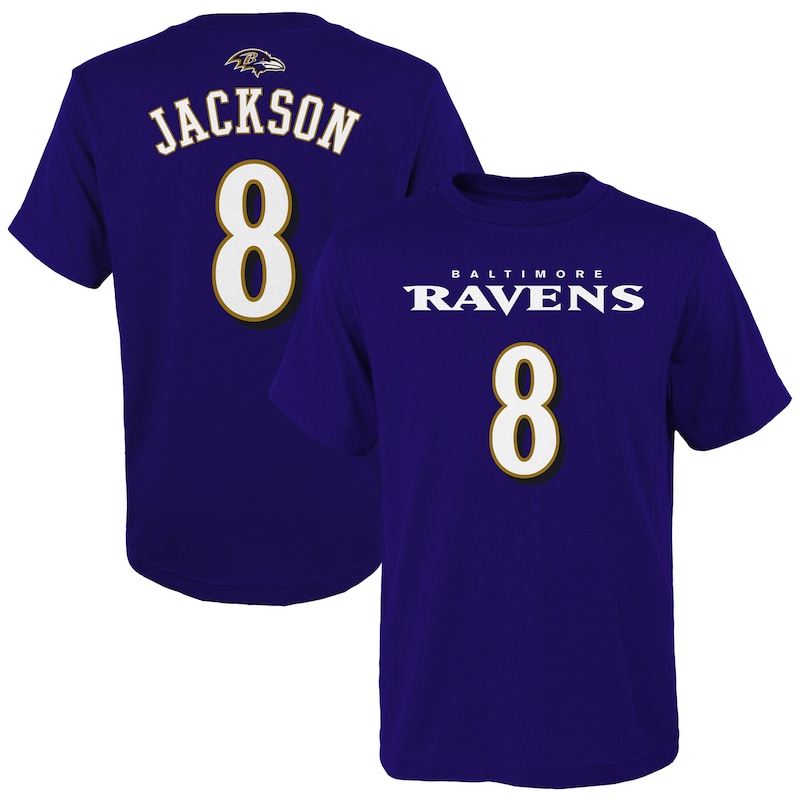 Baltimore Ravens - Tričko "Name & Number" dětské - fialové, Lamar Jackson, mainliner
