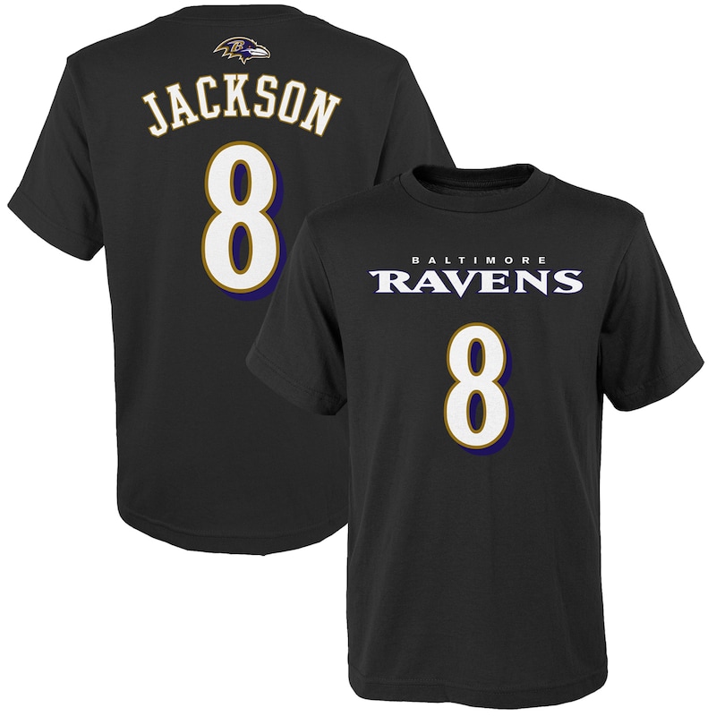 Baltimore Ravens - Tričko "Name & Number" dětské - černé, Lamar Jackson, mainliner
