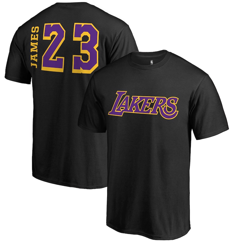 Los Angeles Lakers - Tričko "Sidesweep Name & Number" - LeBron James, černé