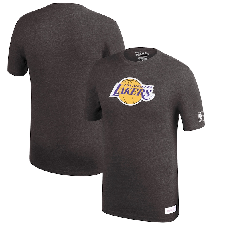 Los Angeles Lakers - Tričko "Logo" - Hardwood Classics, žíhané, tri-blend, z minulosti, černé