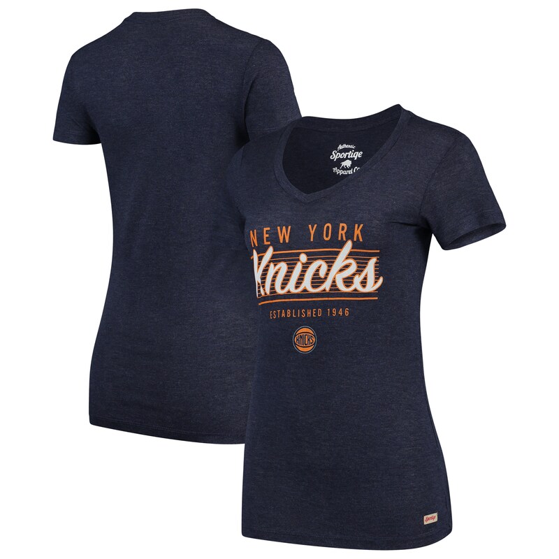 New York Knicks - Tričko "Kiera" dámské - žíhané, výstřih do V, námořnická modř
