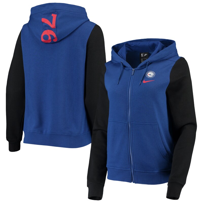 Philadelphia 76ers - Mikina s kapucí "Club" dámská - flísová, na zip, tmavě modrá