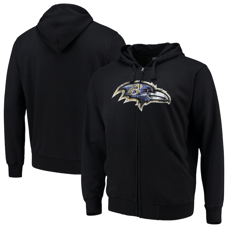 Baltimore Ravens - Mikina s kapucí "Primary Logo" - černá, na zip