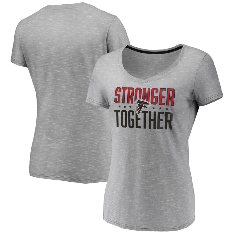 Atlanta Falcons - Tričko "Stronger Together" dámské - žíhané, výstřih do V, šedé, space dye