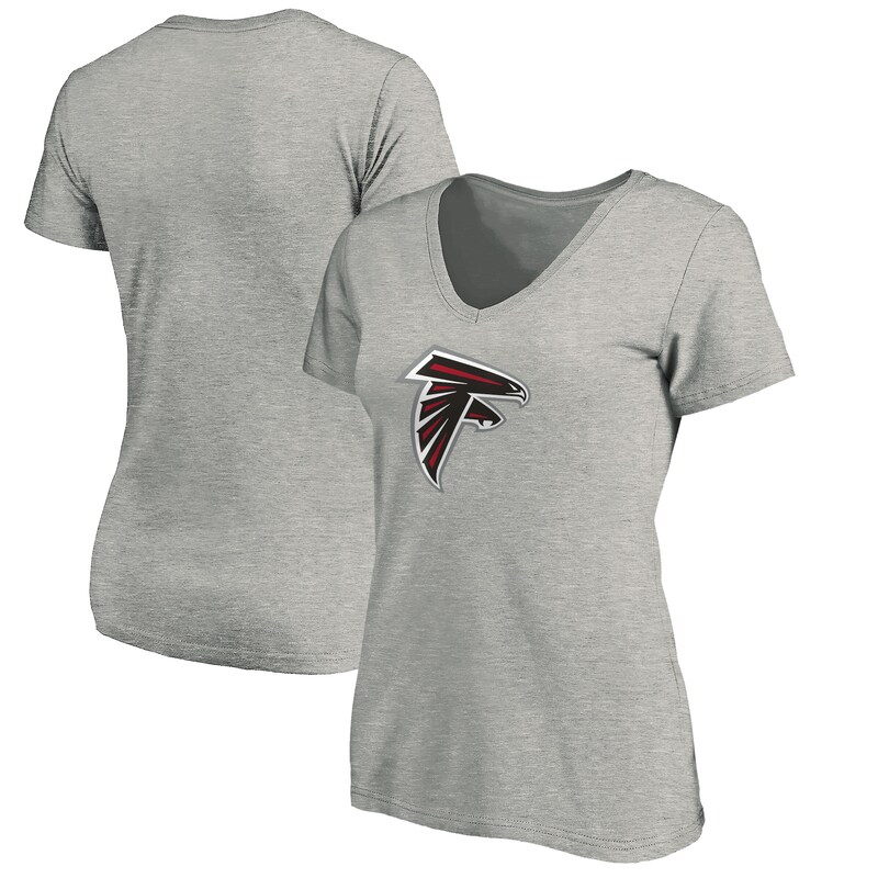 Atlanta Falcons - Tričko "Primary Logo" dámské - žíhané, výstřih do V, šedé