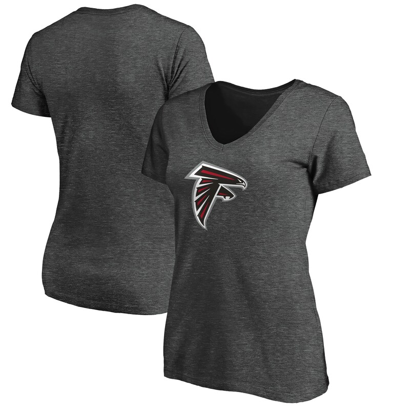 Atlanta Falcons - Tričko "Primary Logo" dámské - žíhané, výstřih do V, šedé