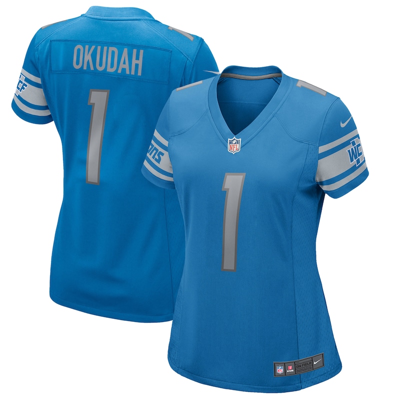 Detroit Lions - Dres fotbalový dámský - Jeff Okudah, výber v prvním kole draftu, 2020, modrý