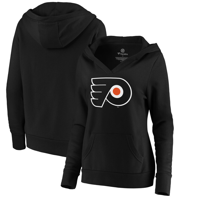 Philadelphia Flyers - Mikina s kapucí "Primary Logo" dámská - černá, výstřih do V