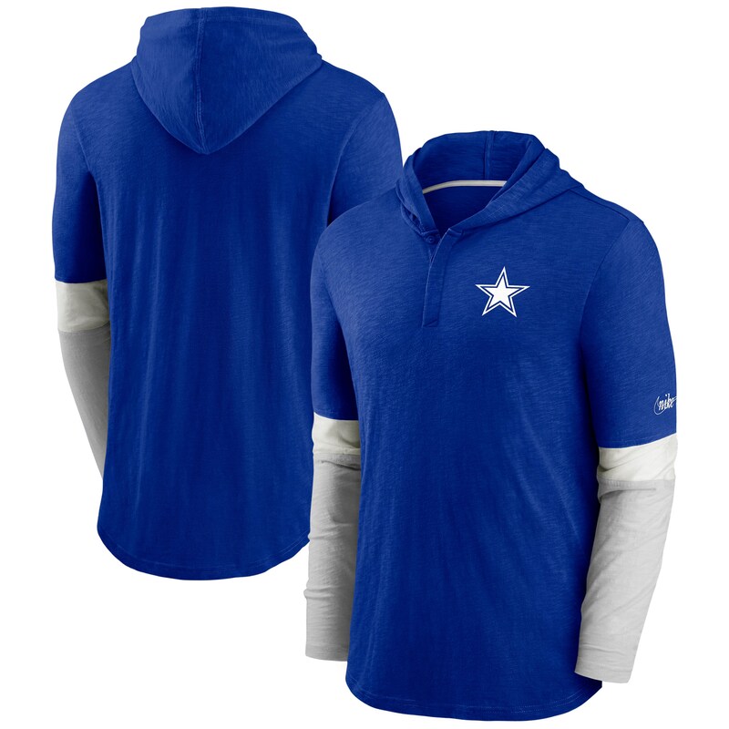 Dallas Cowboys - Tričko s kapucí "Mascot" - fan gear, tmavě modré, z minulosti, dlouhý rukáv