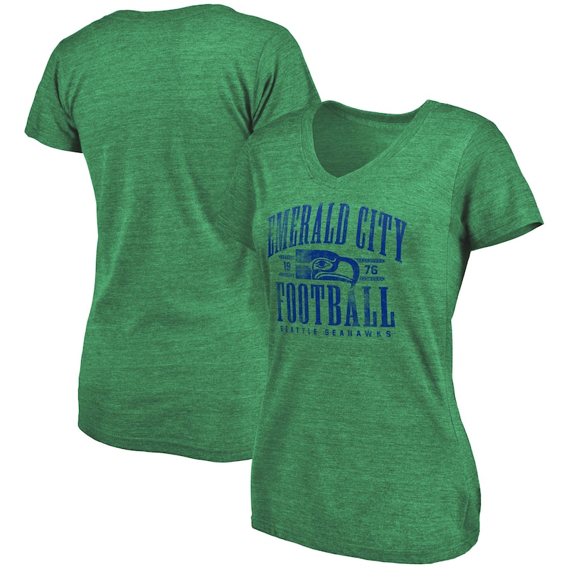 Seattle Seahawks - Tričko "Hometown" dámské - žíhané, výstřih do V, tri-blend, zelené