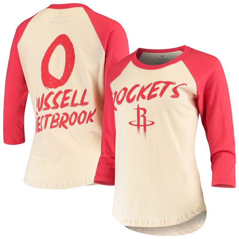 Houston Rockets - Tričko dámské - Russell Westbrook, tříčtvrteční rukáv, krémové, raglánové