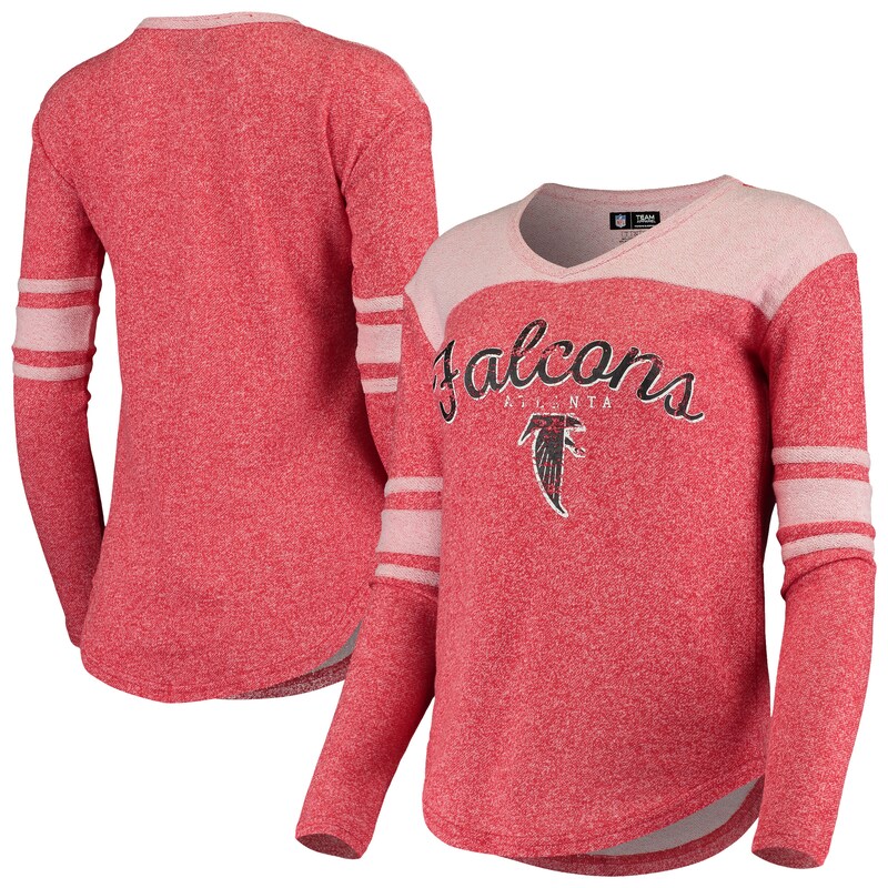Atlanta Falcons - Tričko "Walk Off" dámské - červené, výstřih do V, dlouhý rukáv