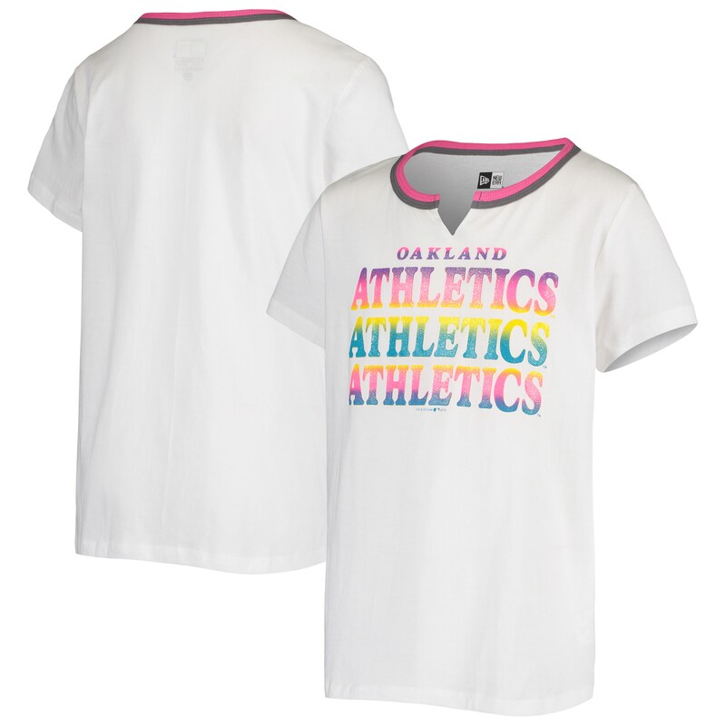 Oakland Athletics - Tričko "Split" dívčí, dětské - bílé, lesklé