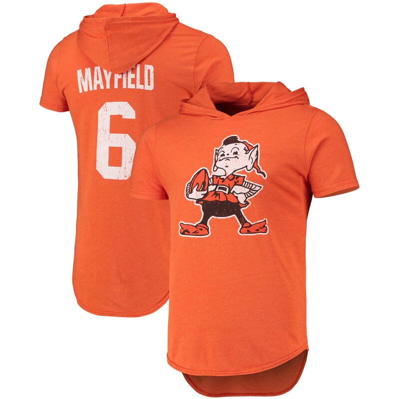 Cleveland Browns - Tričko s kapucí "Name and Number" - tri-blend, oranžové, Baker Mayfield