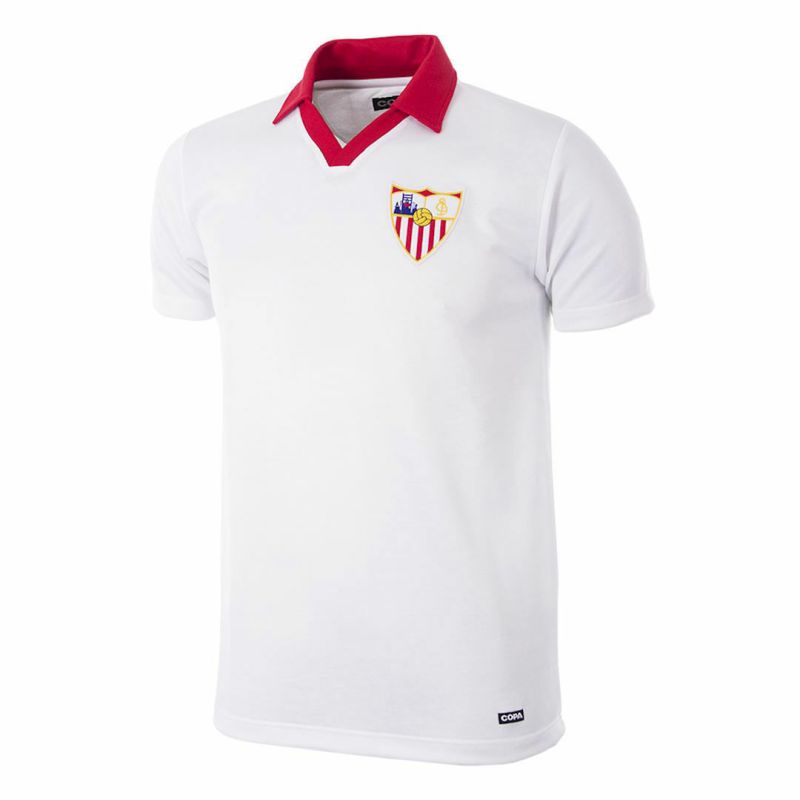 Sevilla - Dres fotbalový - bílý, retrostyl, sezóna 1980/81, domácí