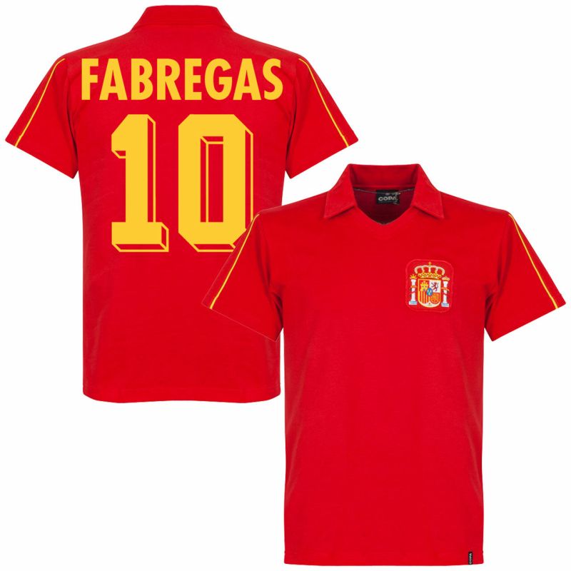 Španělsko - Dres fotbalový - retro potisk z plsti, retrostyl, Cesc Fàbregas, osmdesátá léta, číslo 10, červený