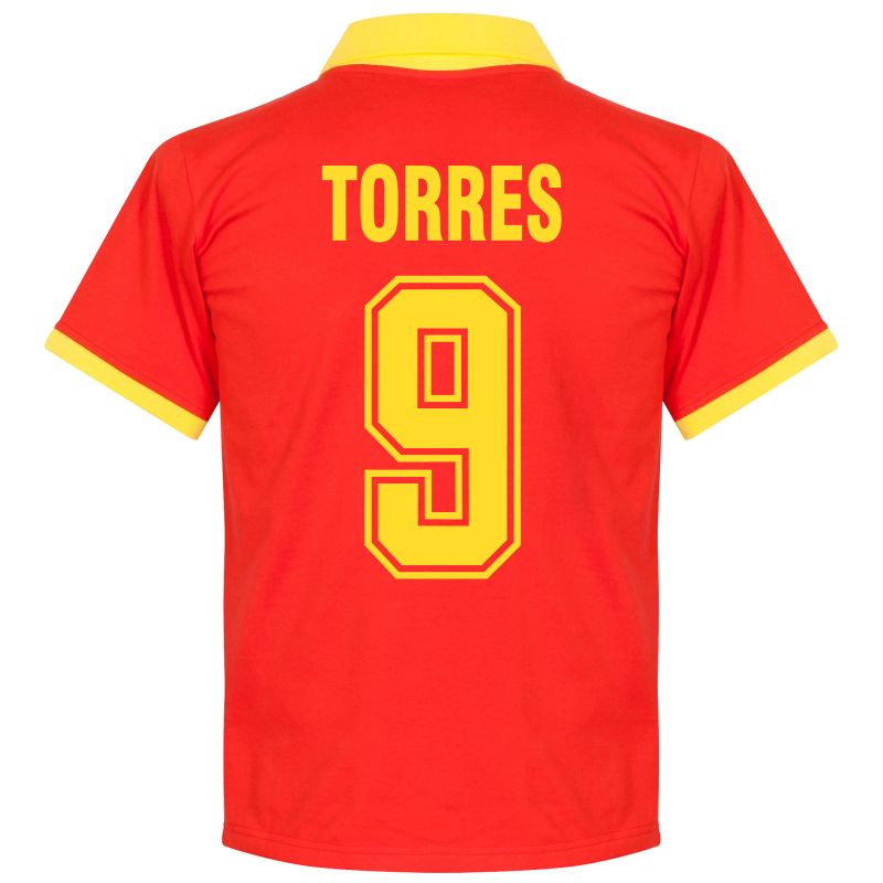 Španělsko - Dres fotbalový - fan potisk, retrostyl, domácí, číslo 9, Fernando Torres, červený, sedmdesátá léta