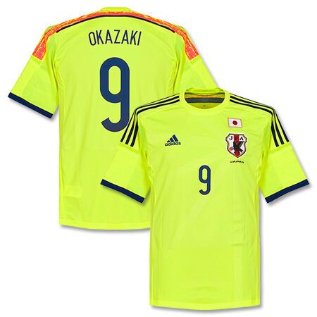 Japonsko - Dres fotbalový - sezóna 2014/2015, žlutý, číslo 9, Šindži Okazaki, venkovní