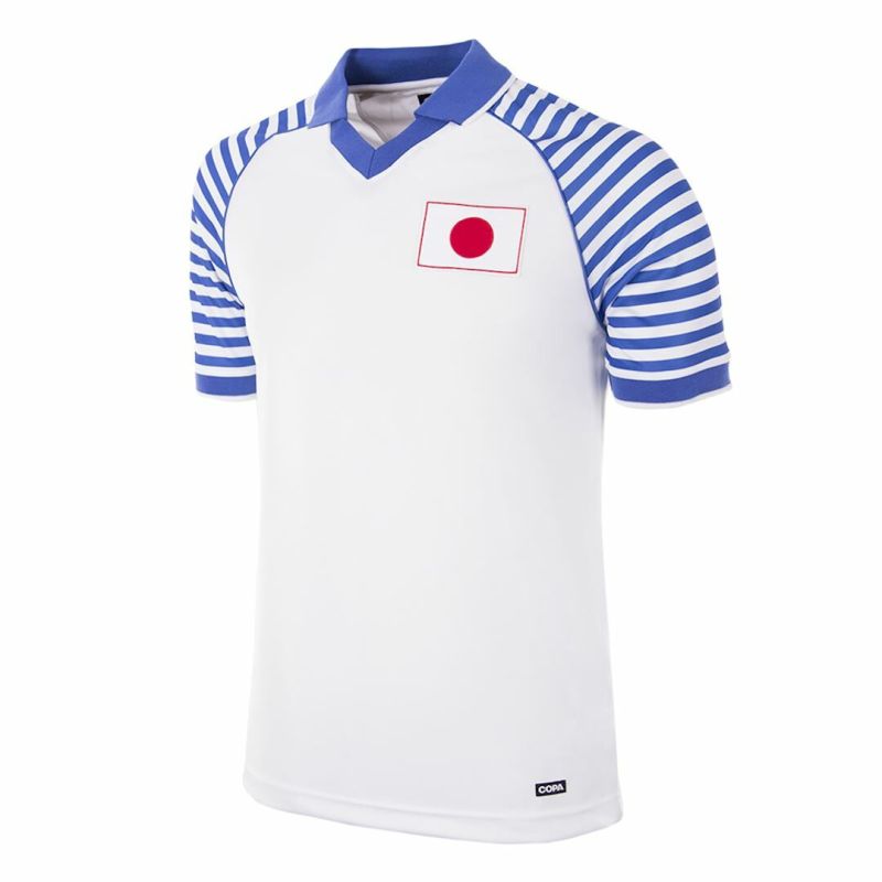 Japonsko - Dres fotbalový - sezóna 1987/88, bílý, retrostyl, venkovní