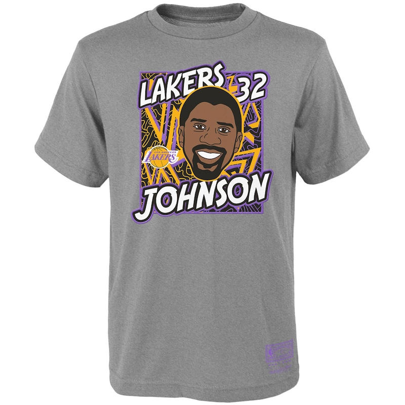 Los Angeles Lakers - Tričko "King of the Court" dětské - Magic Johnson, šedé, Hardwood Classics