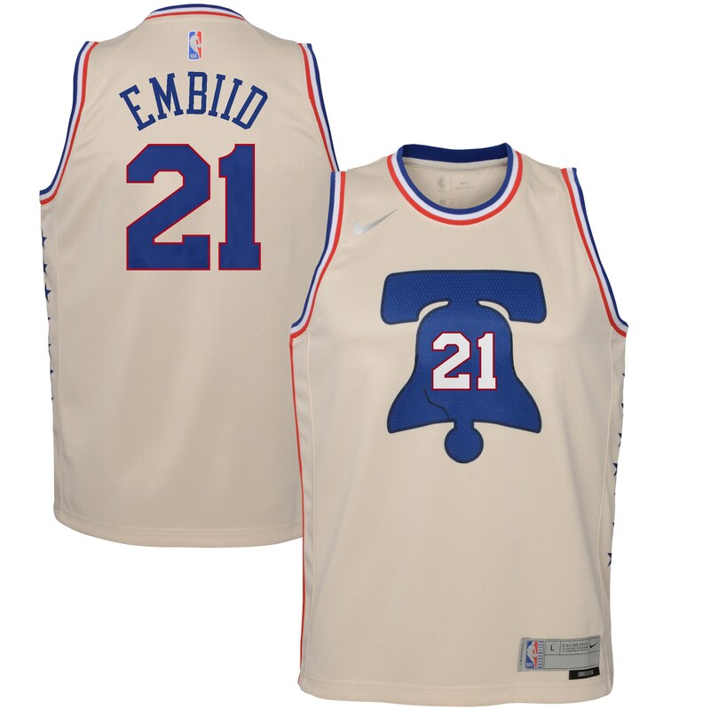 Philadelphia 76ers - Dres basketbalový "Swingman" dětský - edice Earned, sezóna 2020/21, krémový, Joel Embiid