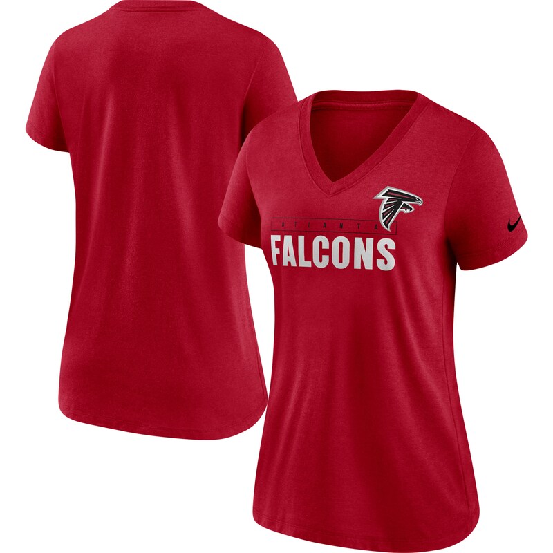 Atlanta Falcons - Tričko "Name Logo" dámské - tri-blend, červené, výstřih do V