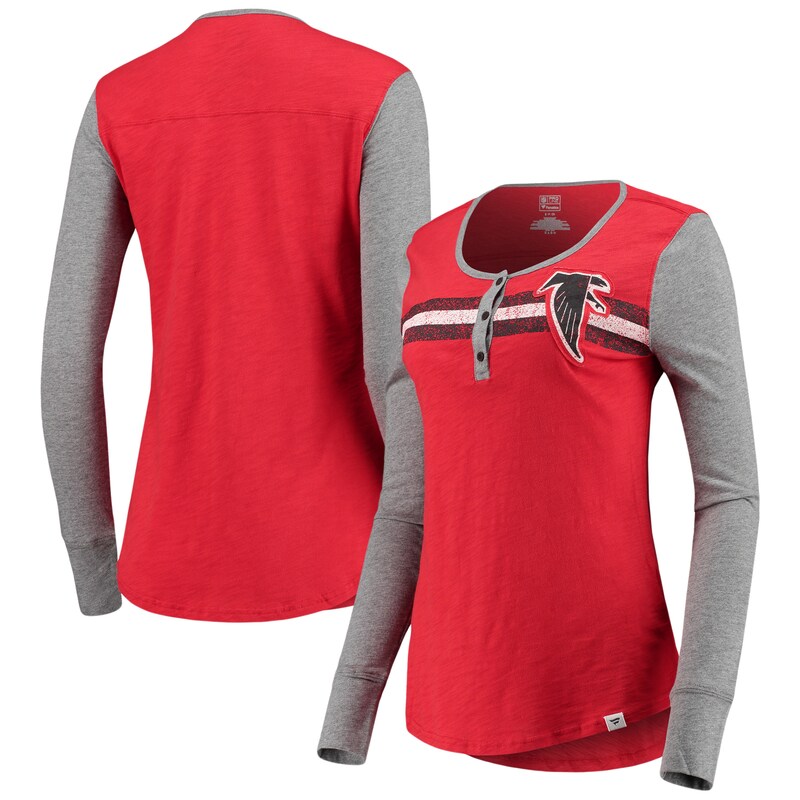 Atlanta Falcons - Tričko dámské - s pruhy, červené, retrostyl, dlouhý rukáv