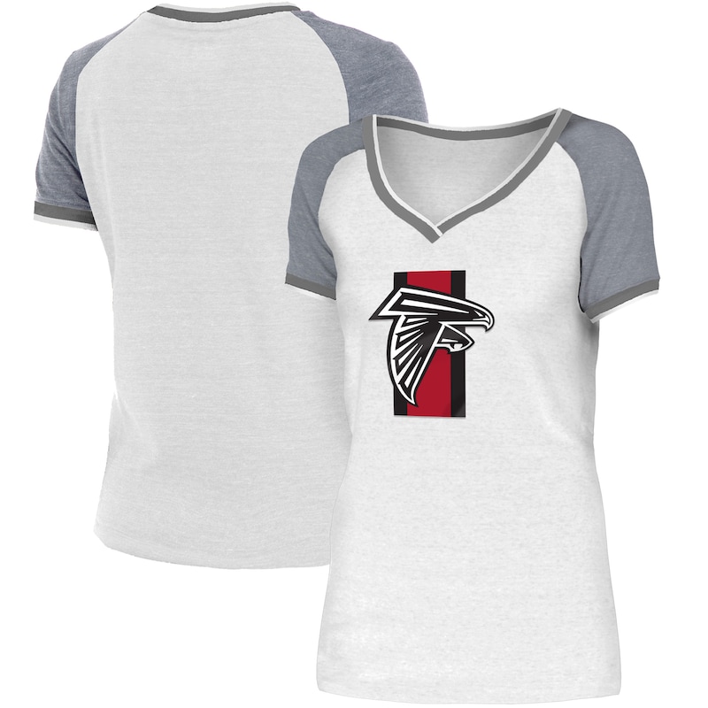 Atlanta Falcons - Tričko dámské - výstřih do V, tréninkový kemp, bílošedé, raglánové
