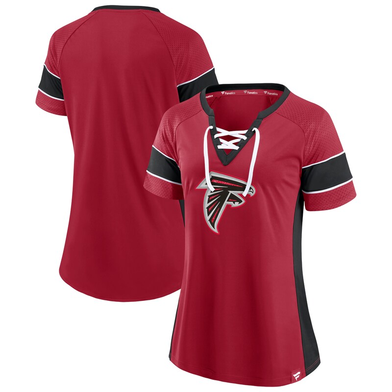 Atlanta Falcons - Tričko "Draft Me" dámské - se šněrováním, raglánové, černočervené