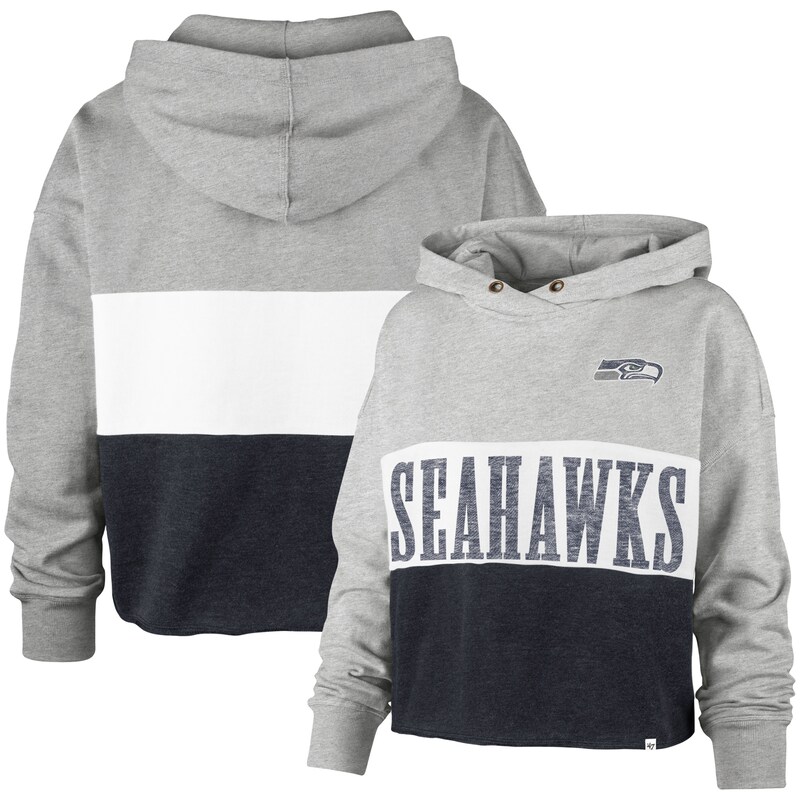 Seattle Seahawks - Mikina s kapucí "Lizzy Cut Off" dámská - žíhaná, šedá