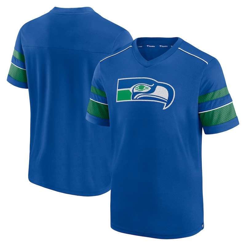 Seattle Seahawks - Tričko "Textured Hashmark" - výstřih do V, z minulosti, tmavě modré