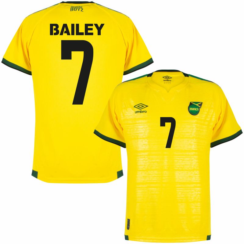 Jamajka - Dres fotbalový - sezóna 2021/22, fan potisk, Leon Bailey, číslo 7, žlutý, domácí