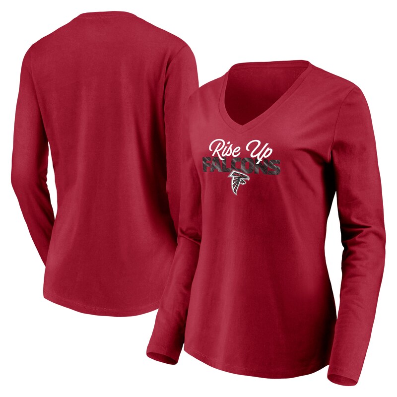Atlanta Falcons - Tričko "Highly Valued" dámské - červené, výstřih do V, dlouhý rukáv