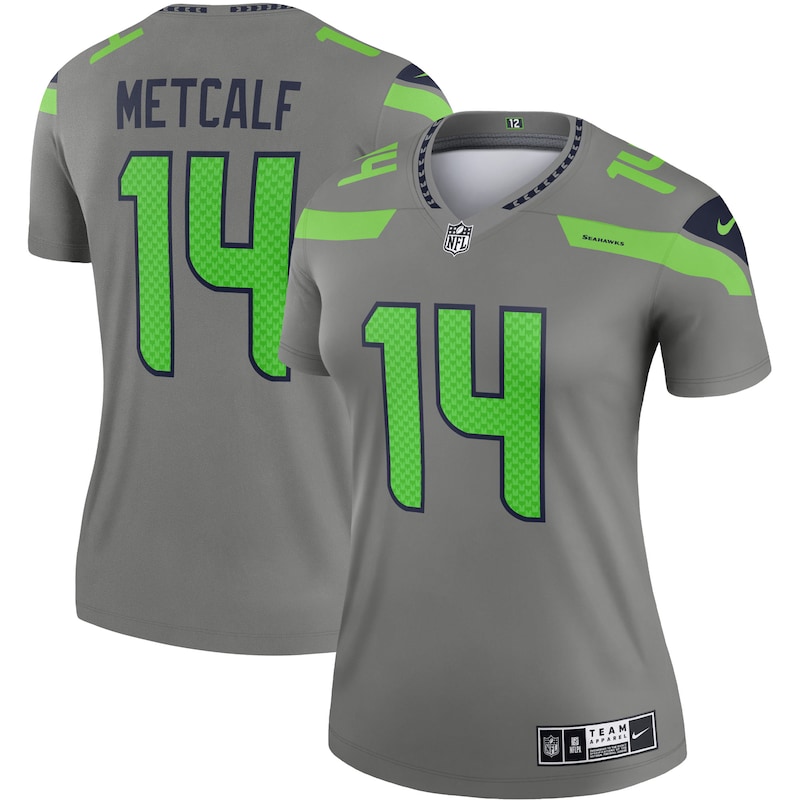 Seattle Seahawks - Dres fotbalový dámský - šedý, DK Metcalf, obrácené barvy