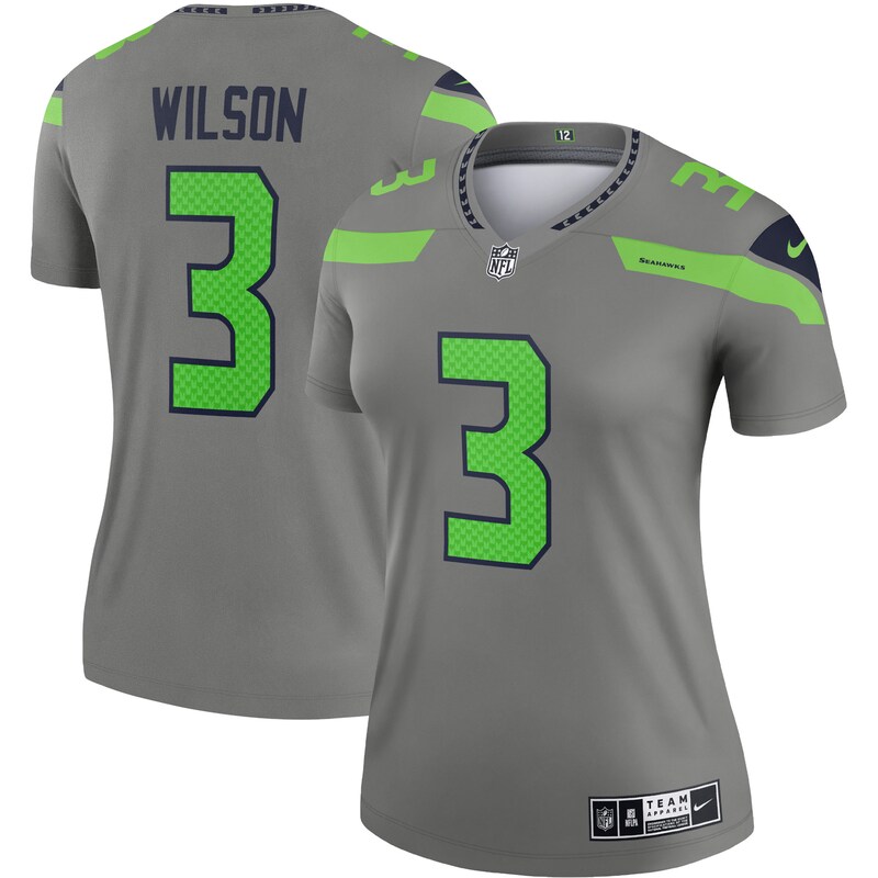 Seattle Seahawks - Dres fotbalový dámský - šedý, Russell Wilson, obrácené barvy