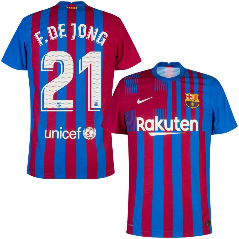 Barcelona - Dres fotbalový "Match" - sezóna 2021/22, Frenkie de Jong, Dri-FIT ADV, modročervený, domácí, číslo 21