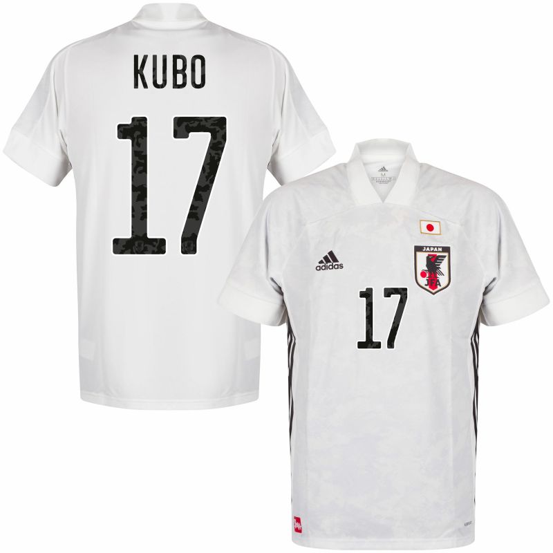 Japonsko - Dres fotbalový - bílý, číslo 17, oficiální potisk, sezóna 2020/21, Júja Kubo, venkovní