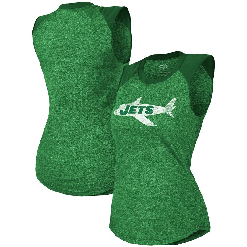 New York Jets - Top "Muscle" dámský - zelený, tri-blend, raglánový, retrostyl