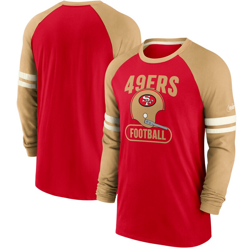 San Francisco 49ers - Tričko - dlouhý rukáv, z minulosti, červenožluté, raglánové