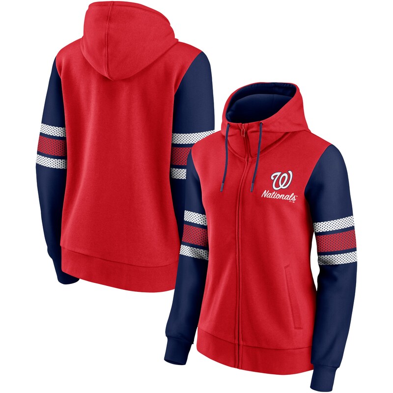 Washington Nationals - Mikina s kapucí "Primary Script" dámská - modročervená, na zip