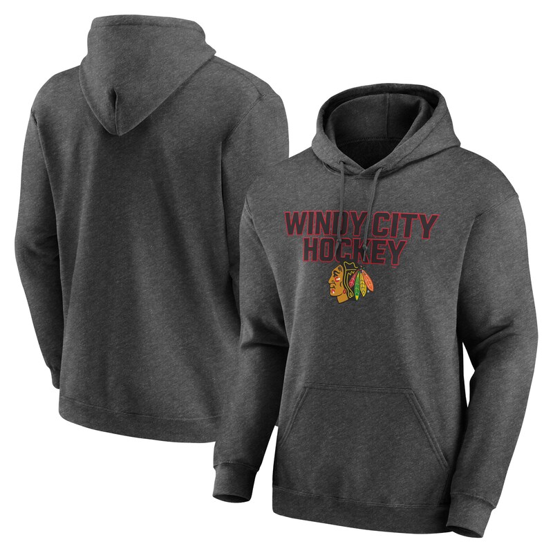 Chicago Blackhawks - Mikina s kapucí "Victory Earned" - žíhaná, tmavě šedá
