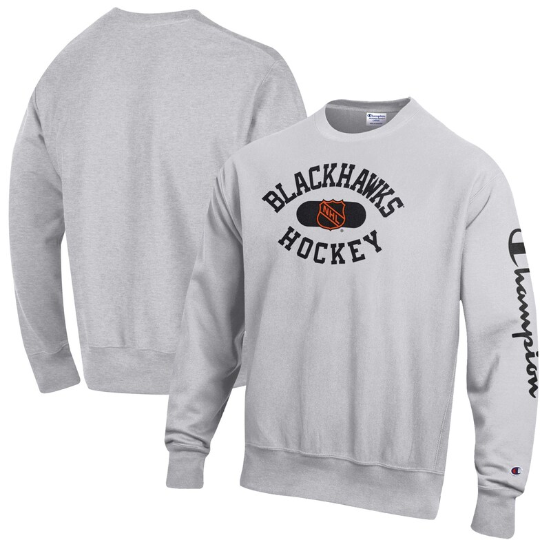 Chicago Blackhawks - Mikina "Champion Weave" - žíhaná, obrácené barvy, šedá