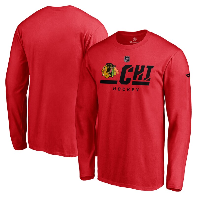 Chicago Blackhawks - Tričko "Pro Secondary Logo" - červené, dlouhý rukáv, autentické