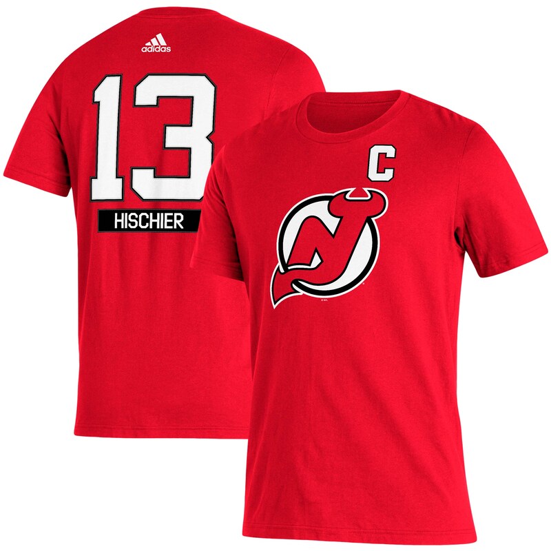 New Jersey Devils - Tričko "Captain Name & Number" - červené, Nico Hischier
