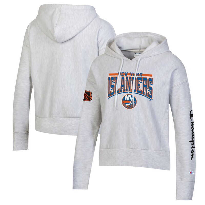 New York Islanders - Mikina s kapucí "Champion Weave" dámská - žíhaná, obrácené barvy, šedá