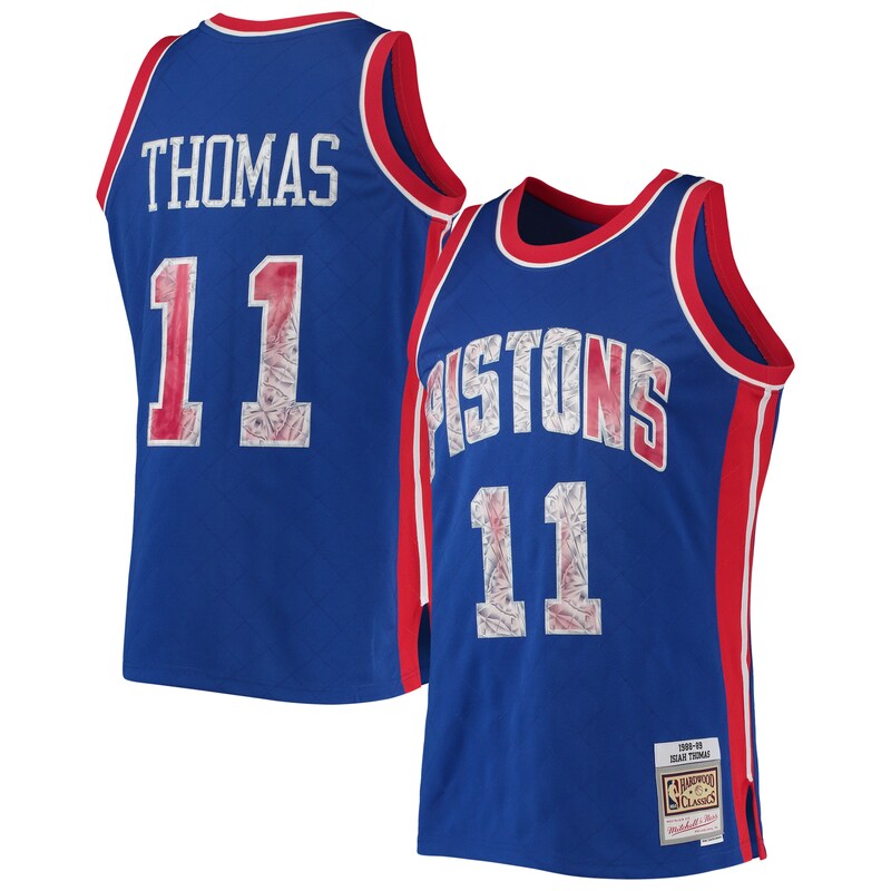 Detroit Pistons - Dres basketbalový "Swingman" - 75. výročí, Isiah Thomas, modrý, Hardwood Classics, sezóna 1988/89